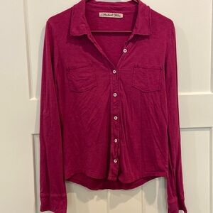 [Michael Stars] magenta button down cotton long sleeve shirt OS